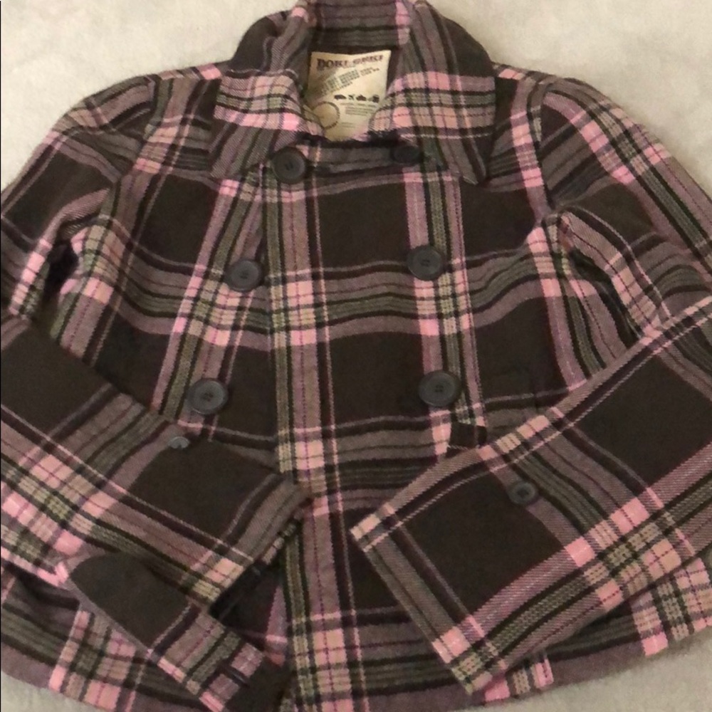 Plaid  thin but cozy buttoned jacket